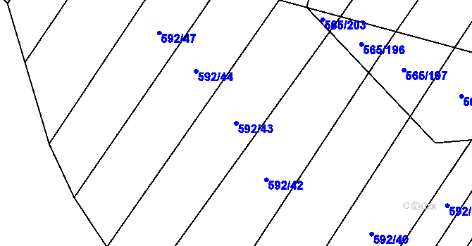 Parcela st. 592/43 v KÚ Čučice, Katastrální mapa