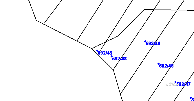 Parcela st. 592/49 v KÚ Čučice, Katastrální mapa