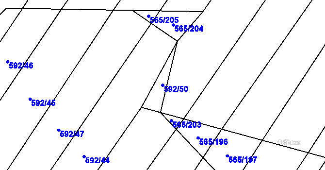 Parcela st. 592/50 v KÚ Čučice, Katastrální mapa