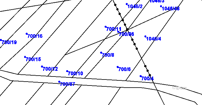 Parcela st. 700/8 v KÚ Čučice, Katastrální mapa