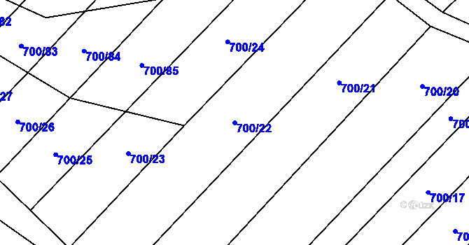 Parcela st. 700/22 v KÚ Čučice, Katastrální mapa