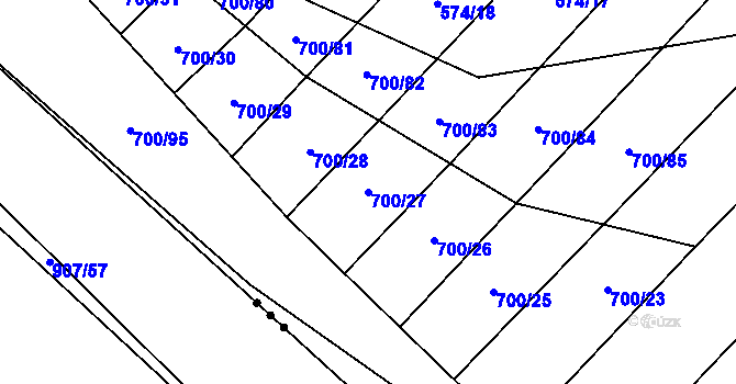 Parcela st. 700/27 v KÚ Čučice, Katastrální mapa