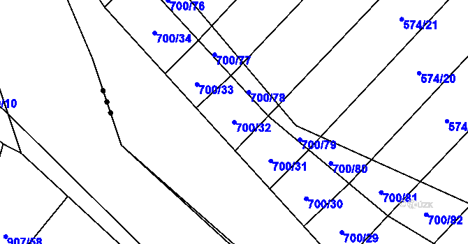 Parcela st. 700/32 v KÚ Čučice, Katastrální mapa