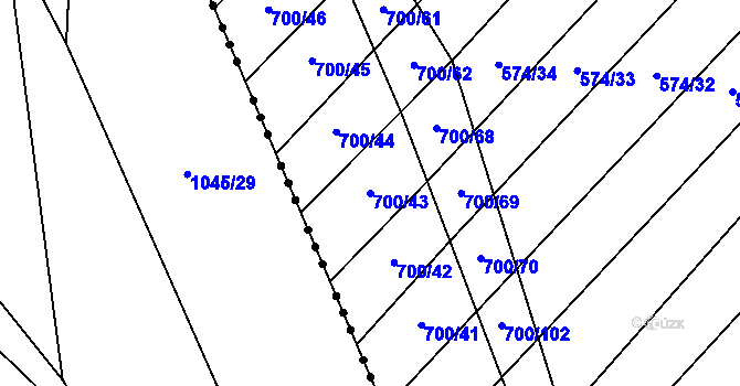 Parcela st. 700/43 v KÚ Čučice, Katastrální mapa