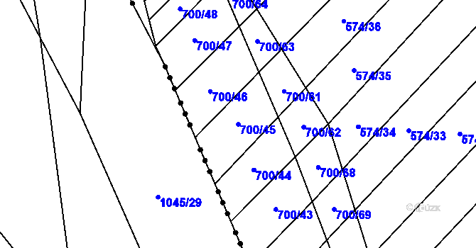 Parcela st. 700/45 v KÚ Čučice, Katastrální mapa