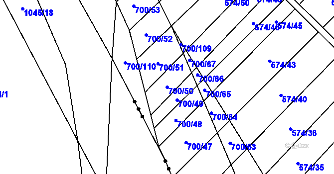 Parcela st. 700/50 v KÚ Čučice, Katastrální mapa
