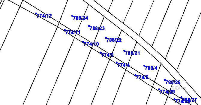 Parcela st. 774/9 v KÚ Čučice, Katastrální mapa