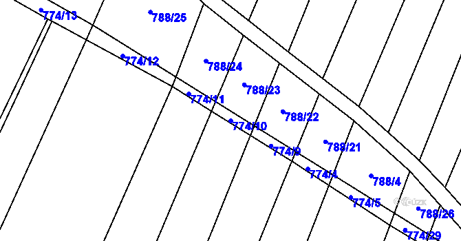 Parcela st. 774/10 v KÚ Čučice, Katastrální mapa