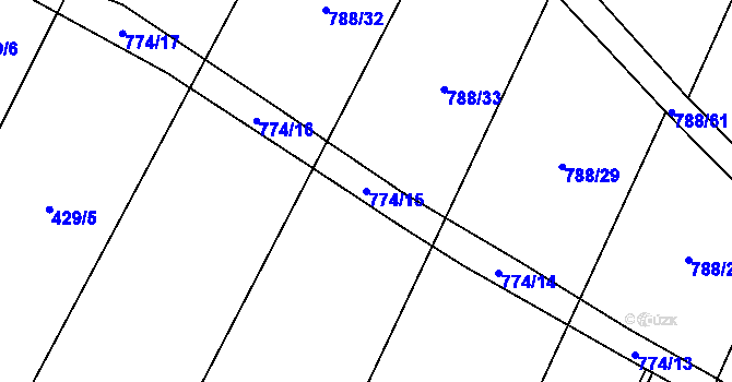 Parcela st. 774/15 v KÚ Čučice, Katastrální mapa