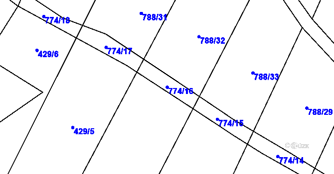 Parcela st. 774/16 v KÚ Čučice, Katastrální mapa