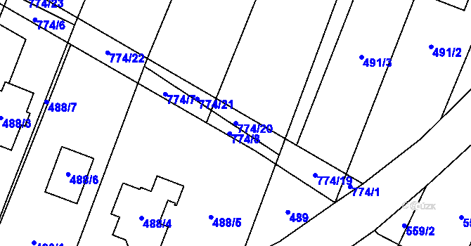 Parcela st. 774/20 v KÚ Čučice, Katastrální mapa