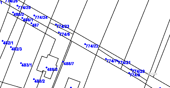 Parcela st. 774/22 v KÚ Čučice, Katastrální mapa