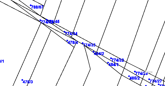 Parcela st. 774/33 v KÚ Čučice, Katastrální mapa