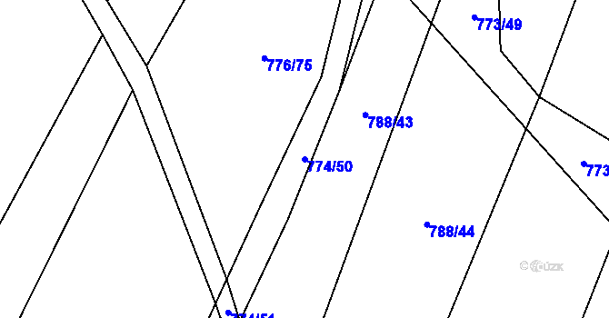 Parcela st. 774/50 v KÚ Čučice, Katastrální mapa