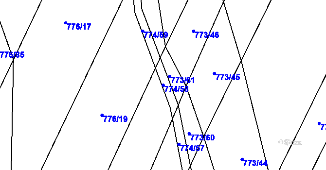 Parcela st. 774/58 v KÚ Čučice, Katastrální mapa