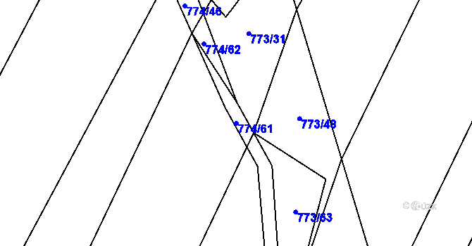 Parcela st. 774/61 v KÚ Čučice, Katastrální mapa