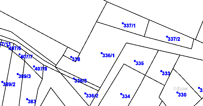 Parcela st. 336/1 v KÚ Čučice, Katastrální mapa