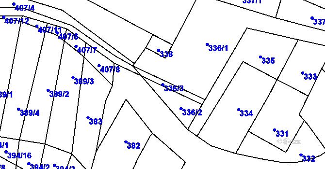 Parcela st. 336/3 v KÚ Čučice, Katastrální mapa