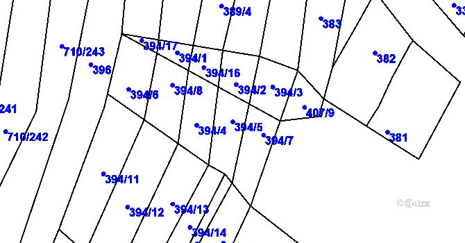 Parcela st. 394/5 v KÚ Čučice, Katastrální mapa