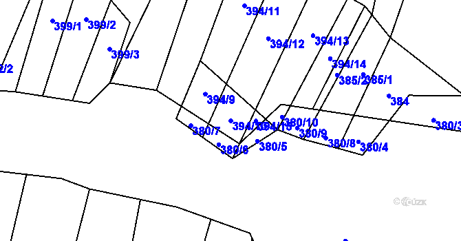 Parcela st. 394/10 v KÚ Čučice, Katastrální mapa