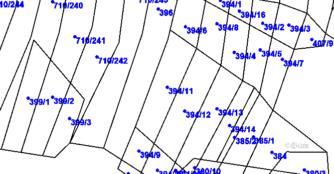 Parcela st. 394/11 v KÚ Čučice, Katastrální mapa
