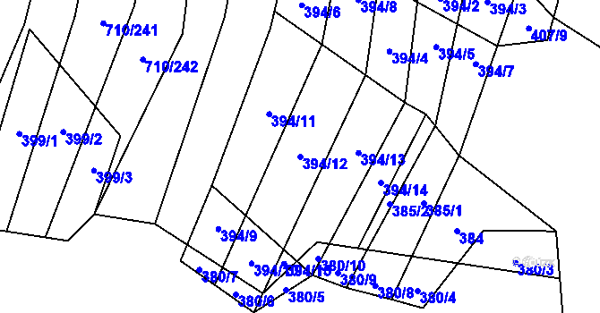 Parcela st. 394/12 v KÚ Čučice, Katastrální mapa