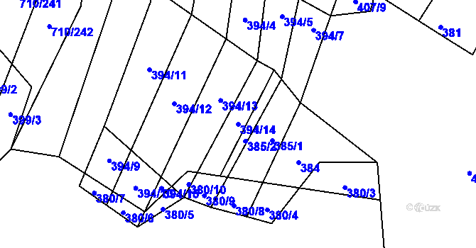 Parcela st. 394/14 v KÚ Čučice, Katastrální mapa