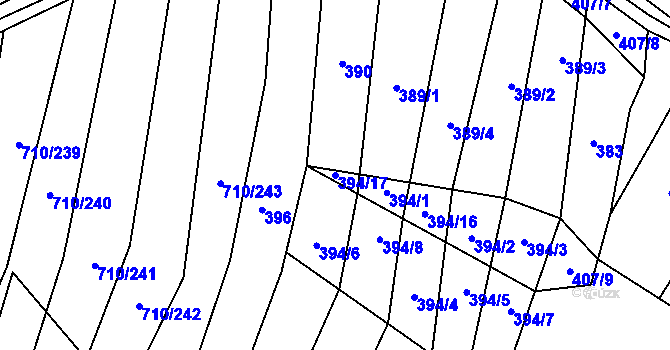 Parcela st. 394/17 v KÚ Čučice, Katastrální mapa