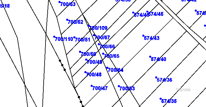 Parcela st. 700/65 v KÚ Čučice, Katastrální mapa