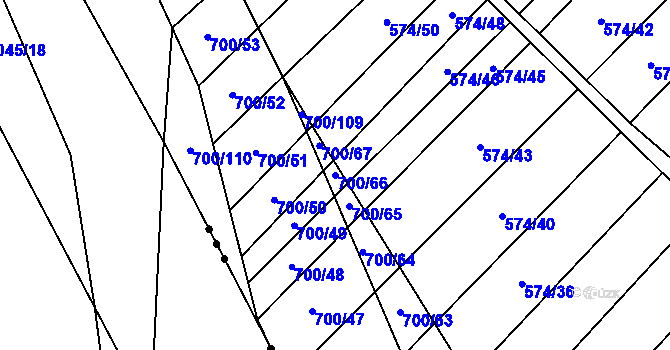 Parcela st. 700/66 v KÚ Čučice, Katastrální mapa