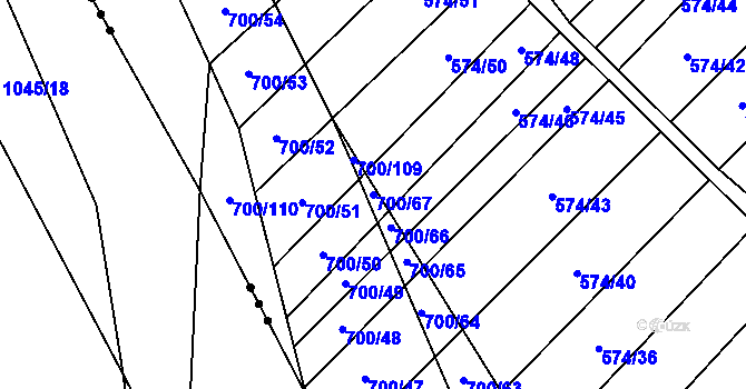Parcela st. 700/67 v KÚ Čučice, Katastrální mapa