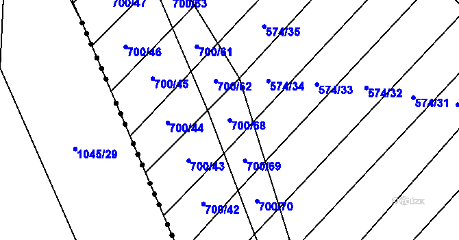 Parcela st. 700/68 v KÚ Čučice, Katastrální mapa