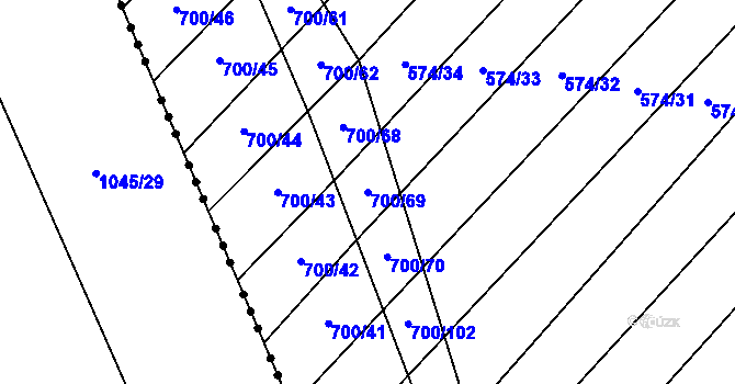 Parcela st. 700/69 v KÚ Čučice, Katastrální mapa