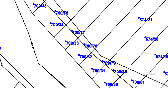 Parcela st. 700/78 v KÚ Čučice, Katastrální mapa