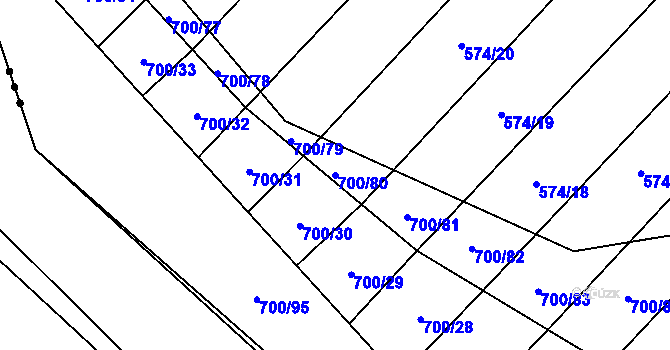 Parcela st. 700/80 v KÚ Čučice, Katastrální mapa