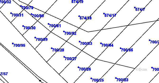 Parcela st. 700/83 v KÚ Čučice, Katastrální mapa
