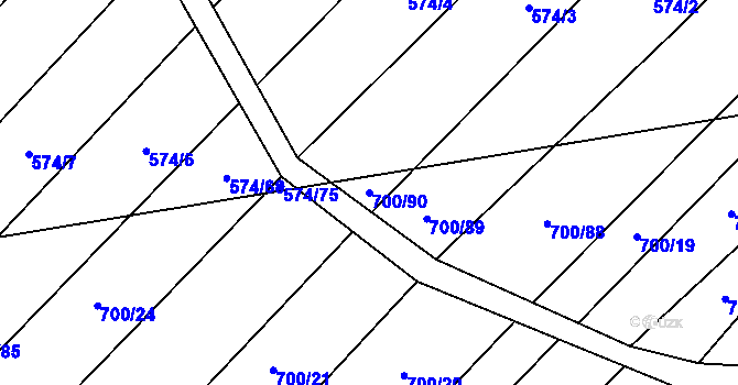 Parcela st. 700/90 v KÚ Čučice, Katastrální mapa