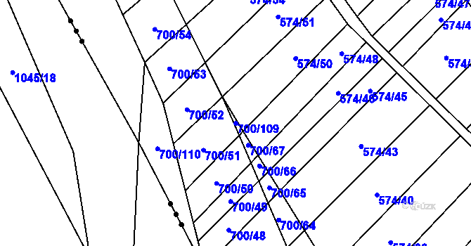 Parcela st. 700/109 v KÚ Čučice, Katastrální mapa