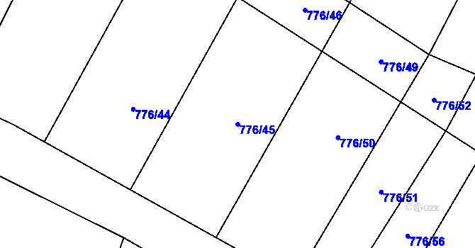 Parcela st. 776/45 v KÚ Čučice, Katastrální mapa