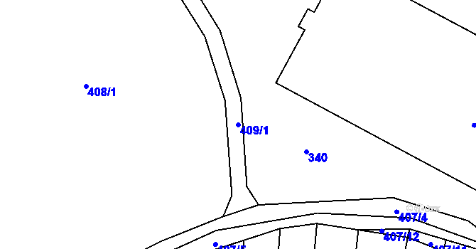 Parcela st. 409/1 v KÚ Čučice, Katastrální mapa