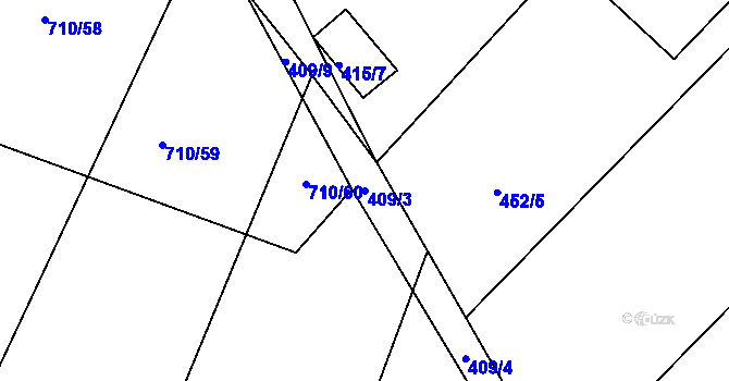 Parcela st. 409/3 v KÚ Čučice, Katastrální mapa