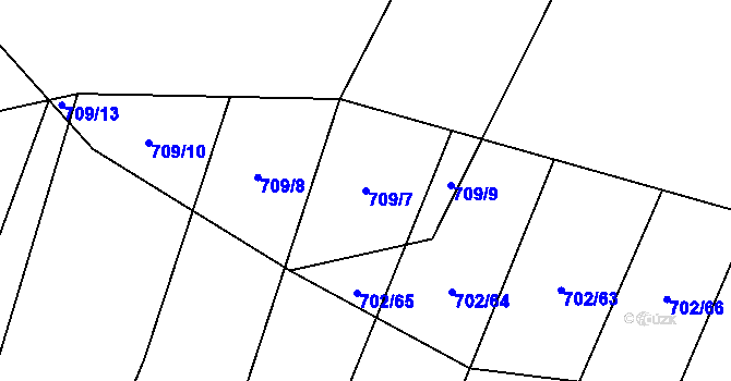 Parcela st. 709/7 v KÚ Čučice, Katastrální mapa