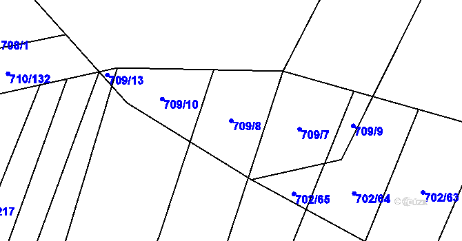 Parcela st. 709/8 v KÚ Čučice, Katastrální mapa