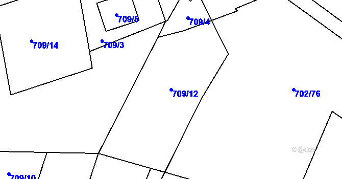 Parcela st. 709/12 v KÚ Čučice, Katastrální mapa