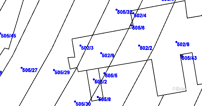 Parcela st. 502/9 v KÚ Čučice, Katastrální mapa