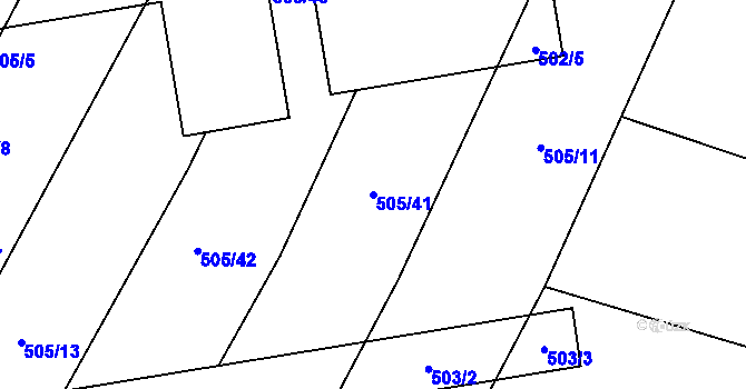 Parcela st. 505/41 v KÚ Čučice, Katastrální mapa