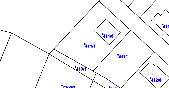 Parcela st. 411/1 v KÚ Čučice, Katastrální mapa