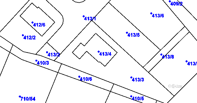 Parcela st. 413/4 v KÚ Čučice, Katastrální mapa
