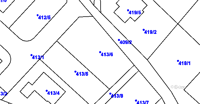Parcela st. 413/6 v KÚ Čučice, Katastrální mapa