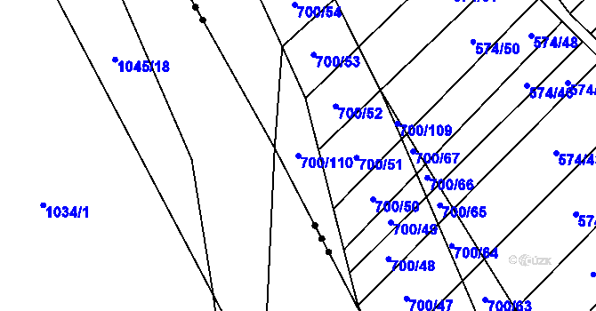 Parcela st. 700/110 v KÚ Čučice, Katastrální mapa